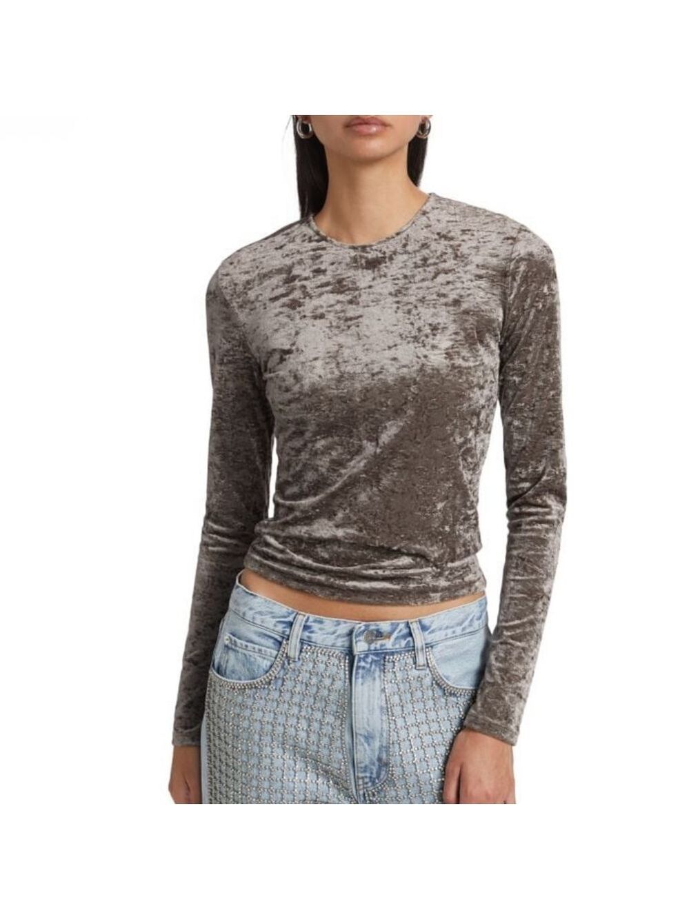 NEW Frame Velvet Long Sleeve Top Dusk Size Small